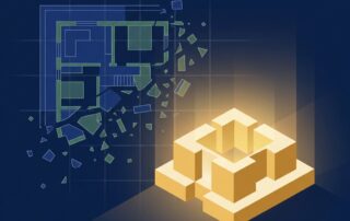 Illustration showing structural gaps in a content marketing blueprint, representing why most businesses fail at content marketing.
