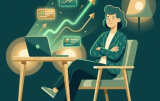 Small business owner relaxing while SEO content automation handles organic growth in the background