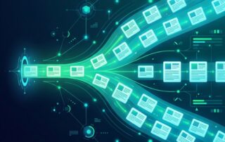 Illustration showing how to scale SEO content production from a trickle to a steady daily publishing flow