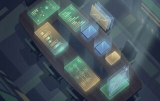 Holographic enterprise pricing dashboards on boardroom table illustrating SEO content platform total cost of ownership