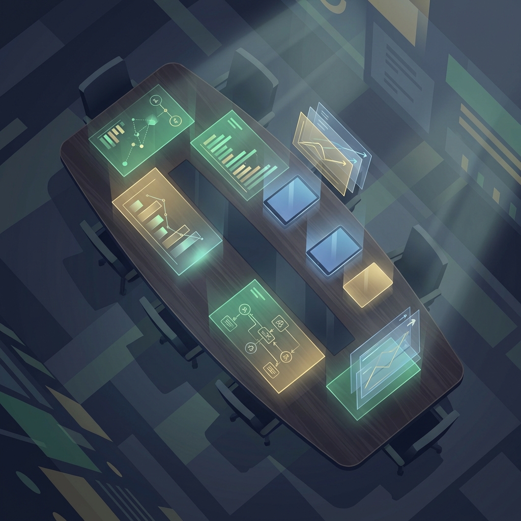 Holographic enterprise pricing dashboards on boardroom table illustrating SEO content platform total cost of ownership