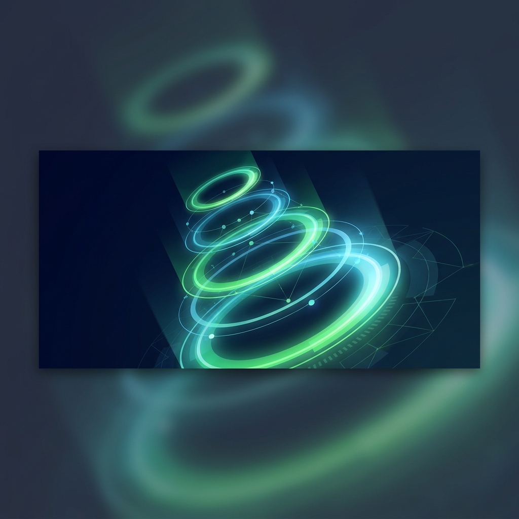 Illustrated compounding signal stack showing how search engine algorithms reward consistent content through layered glowing rings