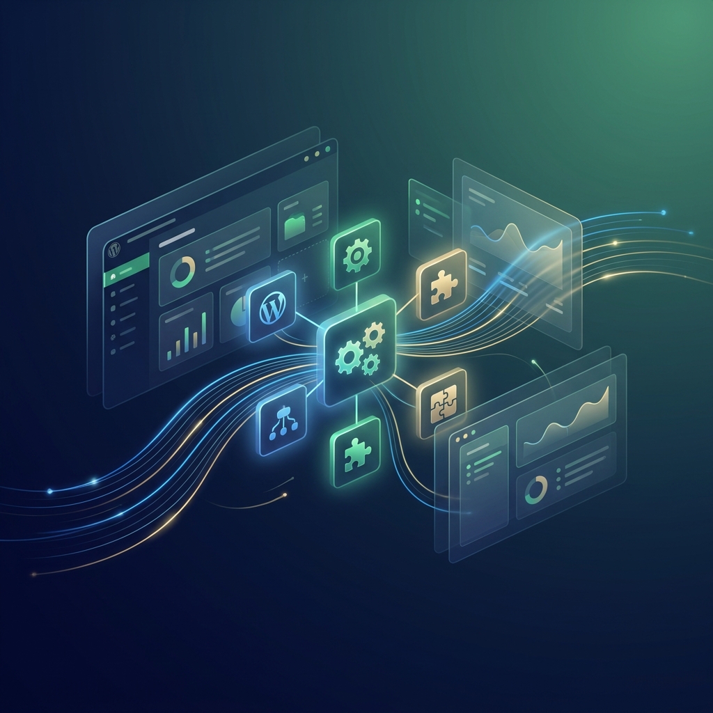 AI SEO platform with WordPress plugin support showing seamless integration between systems