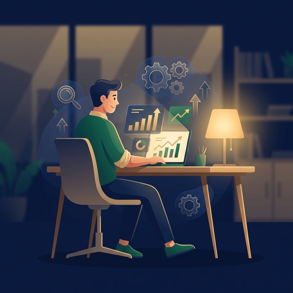 Small business owner reviewing SEO growth metrics — exploring an SEO agency alternative for small business Small business owner reviewing SEO growth metrics — exploring an SEO agency alternative for small business