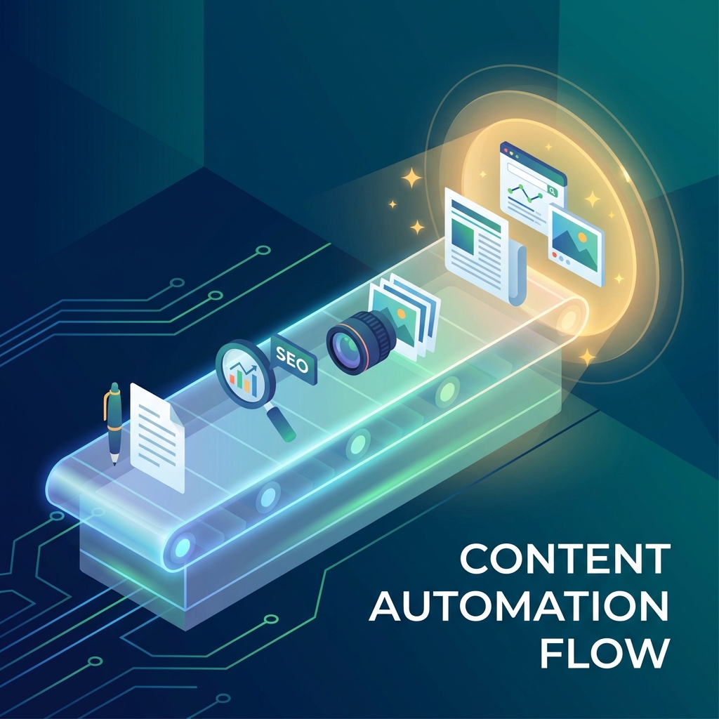 Automated royalty-free image sourcing for blogs completing a fully automated content pipeline illustration Automated royalty-free image sourcing for blogs completing a fully automated content pipeline illustration