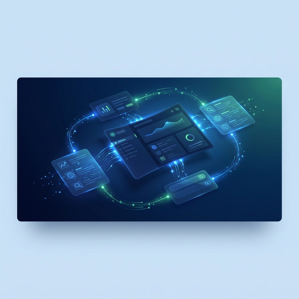 Stylized illustration of a Rank Math compatible content automation platform integrating seamlessly with WordPress SEO fields