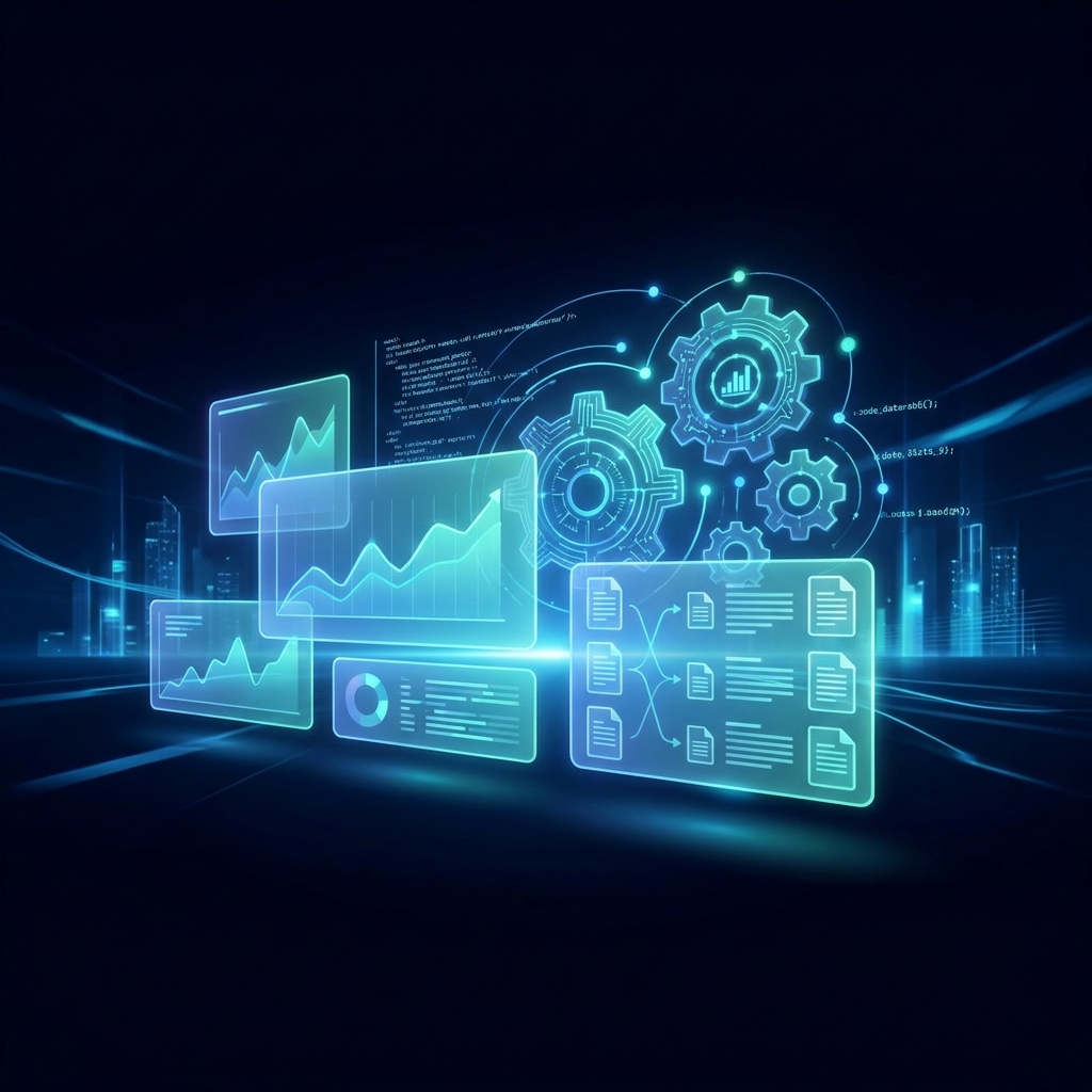 Futuristic AI content automation dashboard illustrating how to scale content production without hiring writers