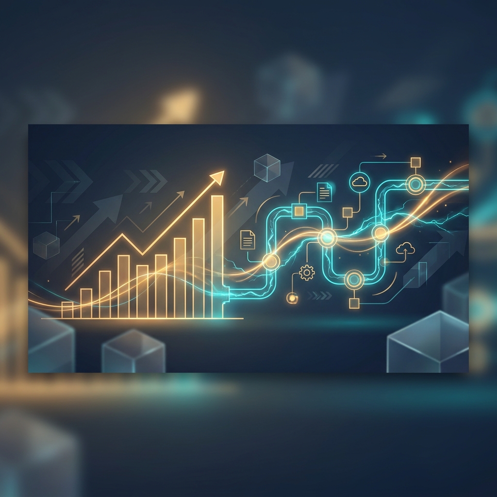 Glowing revenue growth pipeline illustration representing a content marketing strategy for revenue growth framework