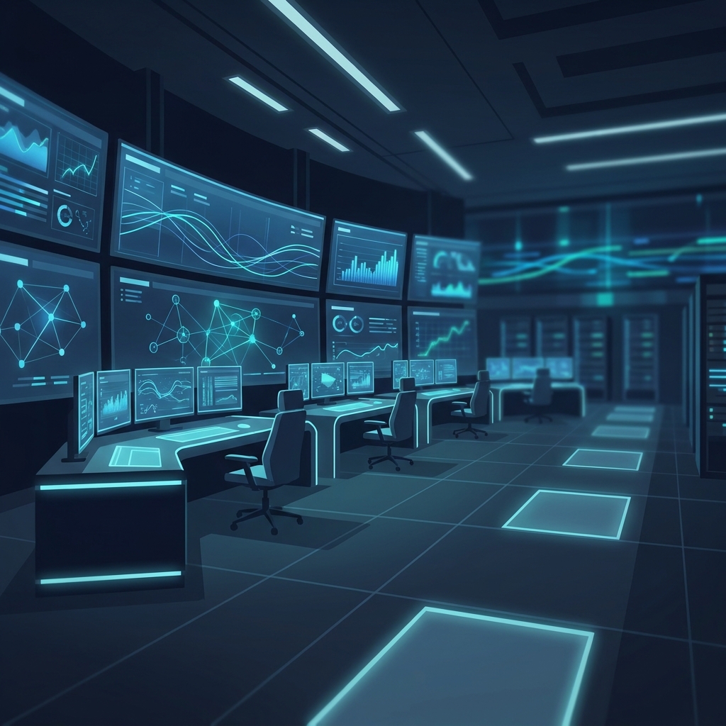 Enterprise AI content platform command center dashboard visualizing large-scale content operations for 100+ monthly assets