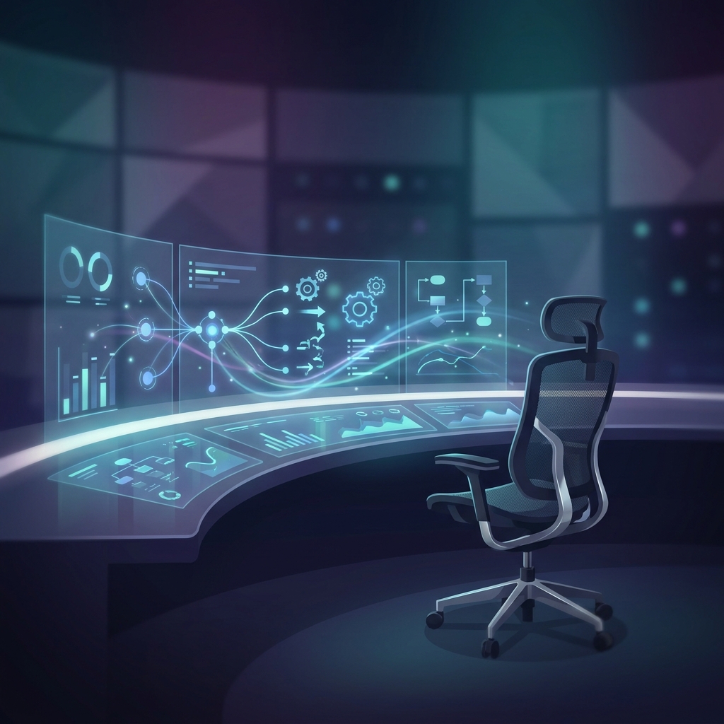 Automated content marketing system running without a team, shown as a glowing self-operating dashboard Automated content marketing system running without a team, shown as a glowing self-operating dashboard