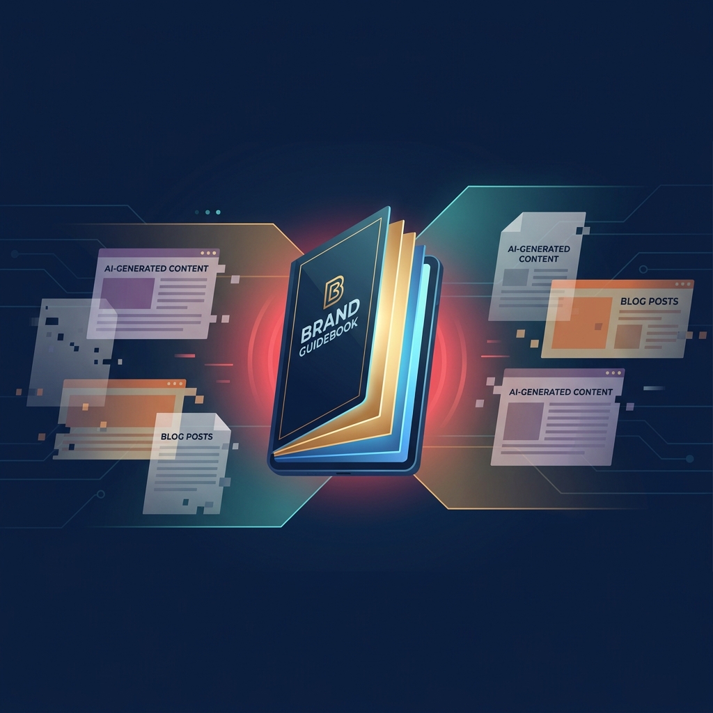 Illustration showing the enforcement gap in an AI content platform with brand guidelines integration