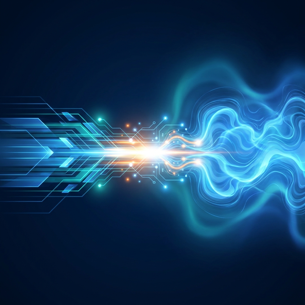 Abstract illustration of answer engine optimization vs generative engine optimization strategies converging into unified AI search approach