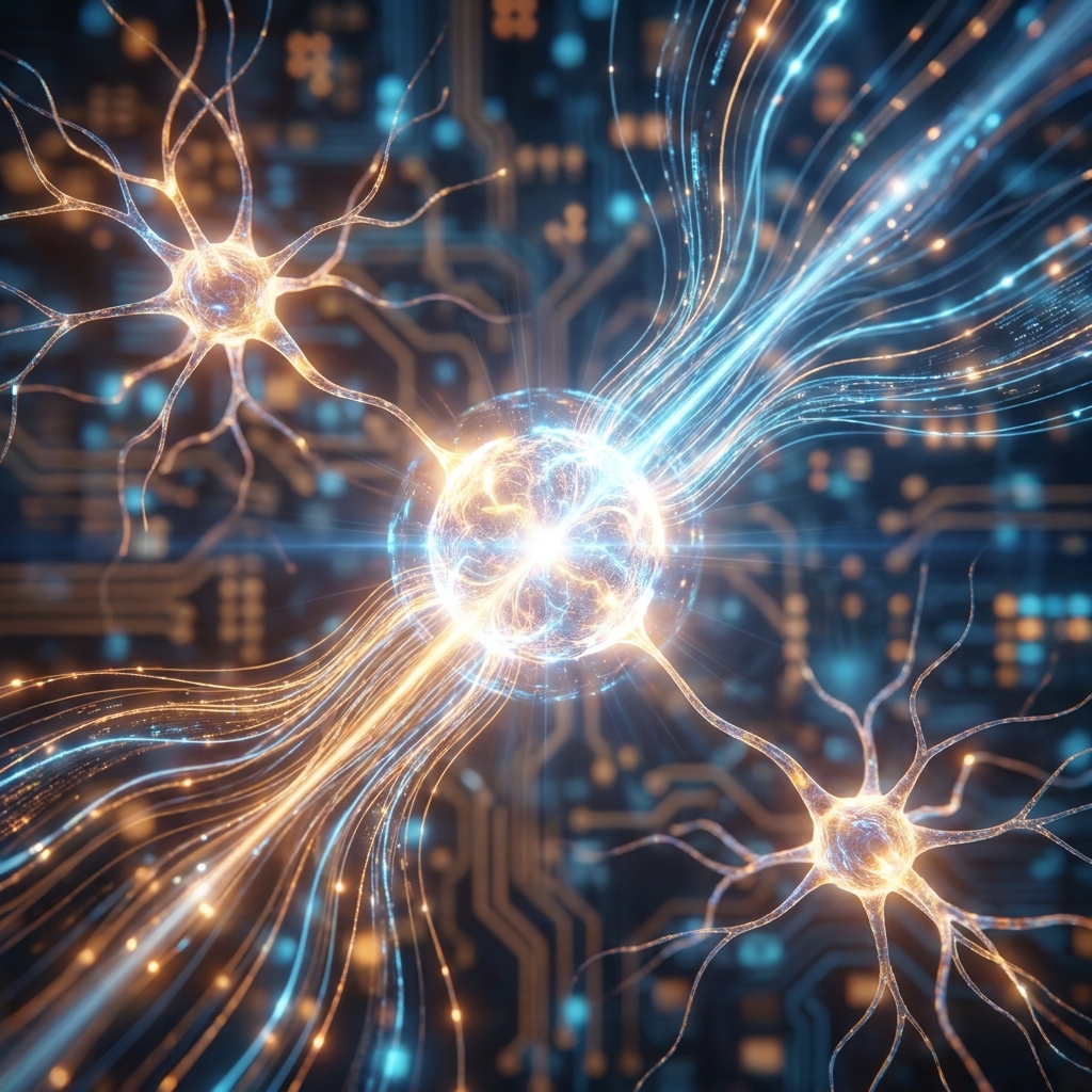 AI SEO and generative engine optimization concept showing neural network pathways and AI-driven search visibility