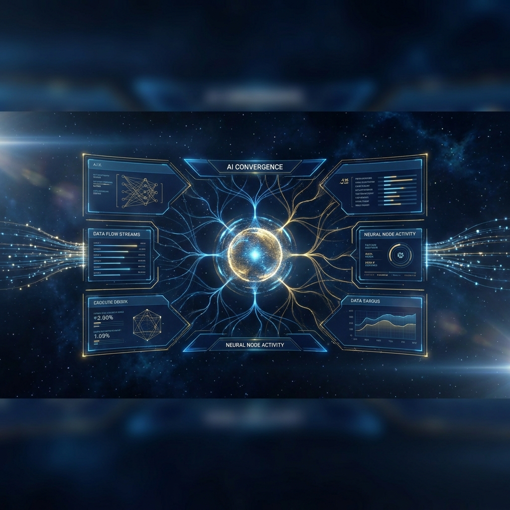 Futuristic dashboard illustration representing how to measure generative engine optimization with glowing AI data streams