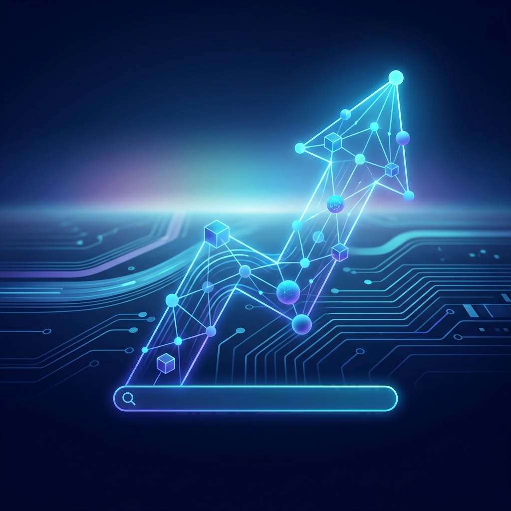 Abstract AI network illustrating the best generative engine optimization strategy for AI companies