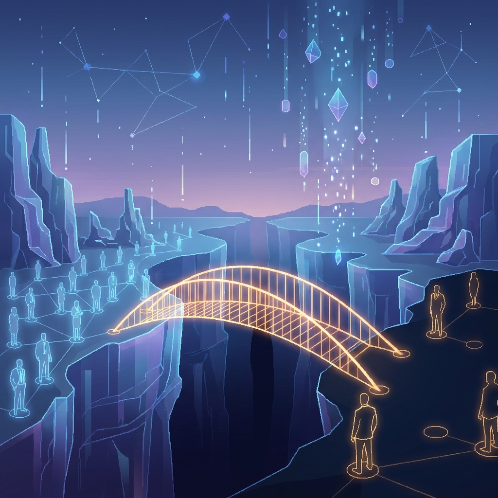 Conceptual bridge over a gap symbolizing generative engine optimization jobs talent shortage