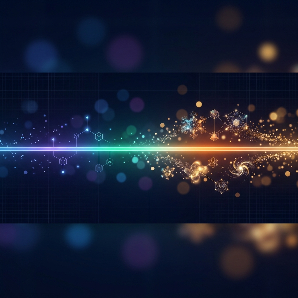 Abstract spectrum illustration representing best AI-powered SEO tools from assisted to agentic