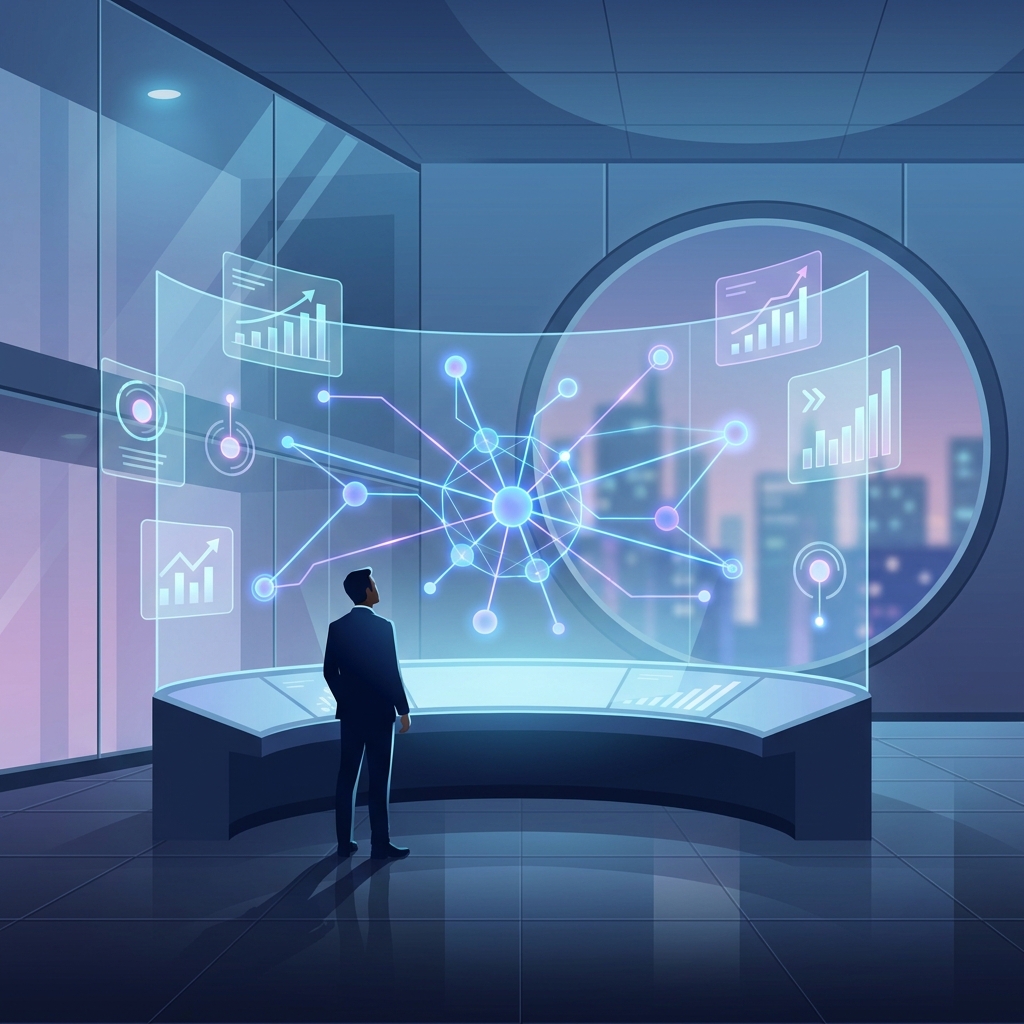 Glowing AI network illustrating effective AI visibility tools with generative engine optimization