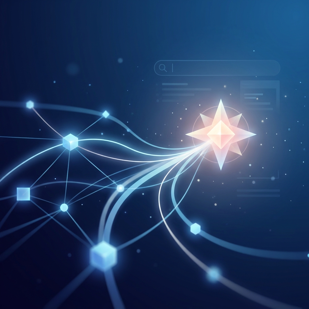 Abstract glowing network illustrating what is generative engine optimization GEO concept