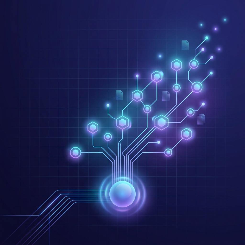 Abstract glowing network illustrating leading software for AI visibility and generative engine optimization