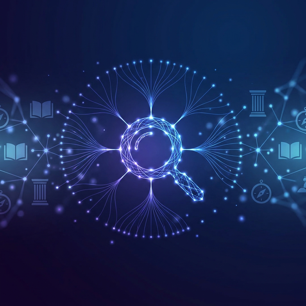 Abstract network illustration symbolizing Generative Engine Optimization and AI-driven search