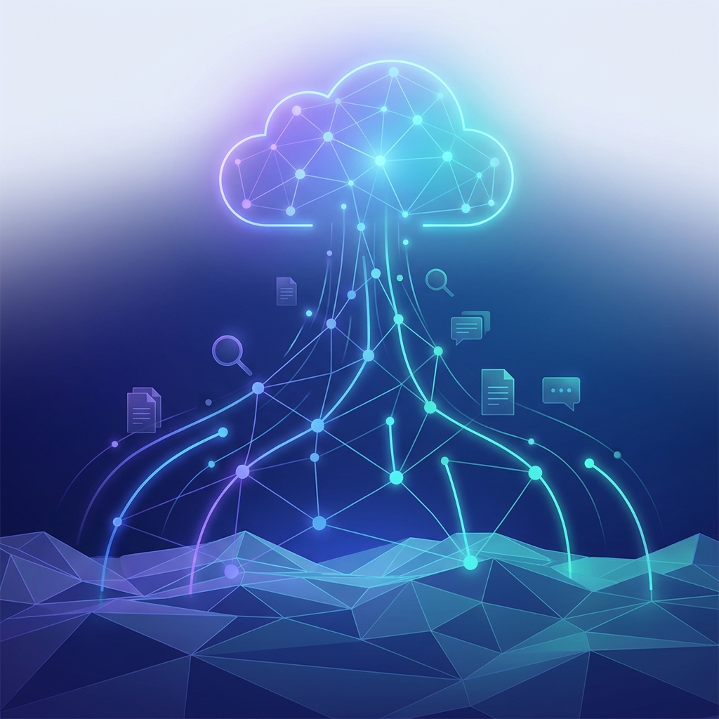 Abstract digital network illustrating qué es GEO generative engine optimization concept