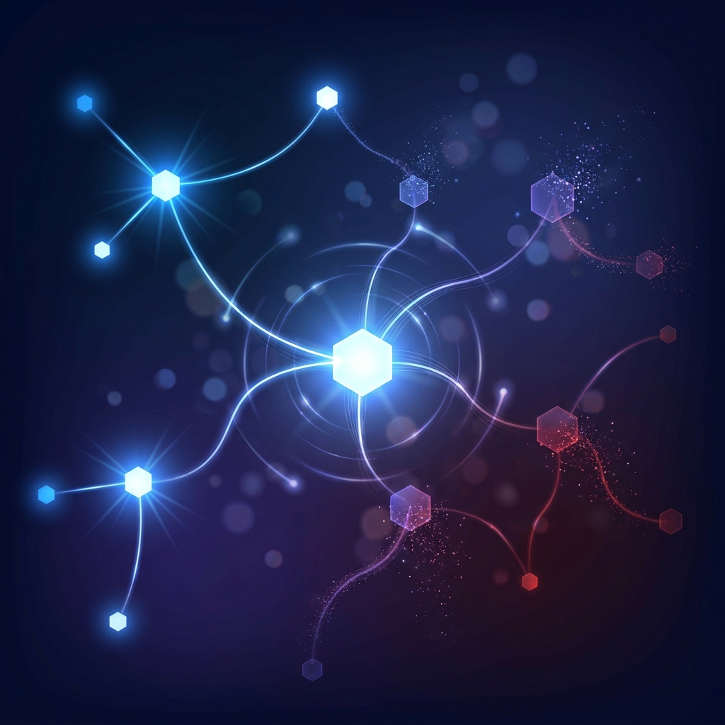 Abstract glowing network illustrating generative engine optimization tips and tactic decay over time